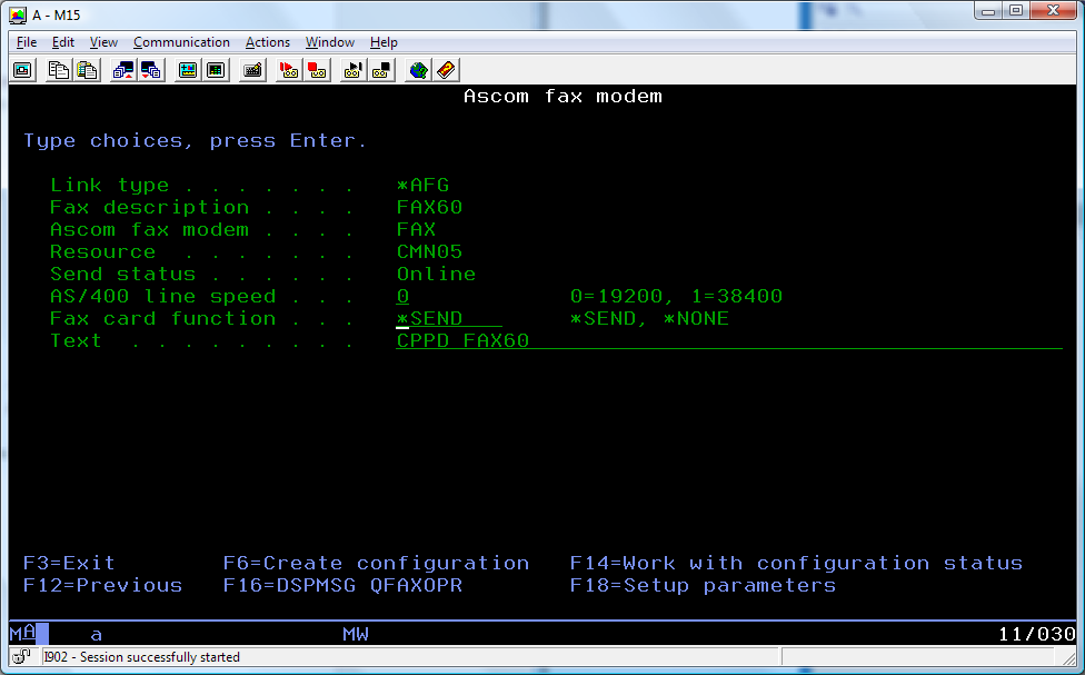 Revise Ascom fax modem details