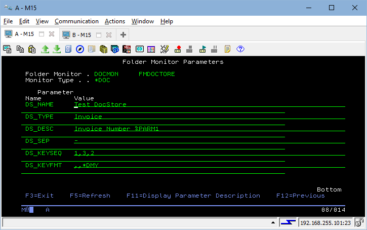 FMDOCSTORE Parameters