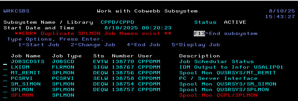 Detailing SPLMON duplication error
